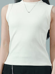 2pcs Ribbed Tank Tops Crew Neck Sleeveless Women's Lingerie