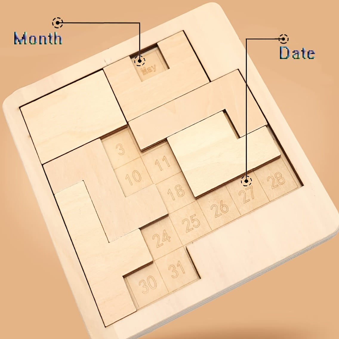 Wooden Calendar Puzzle: 365 Dates to Solve