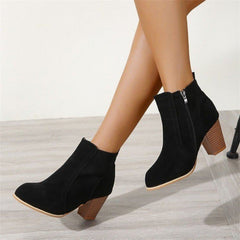 Women's Chunky Heeled Ankle Boot Suede Autumn Winter Boots