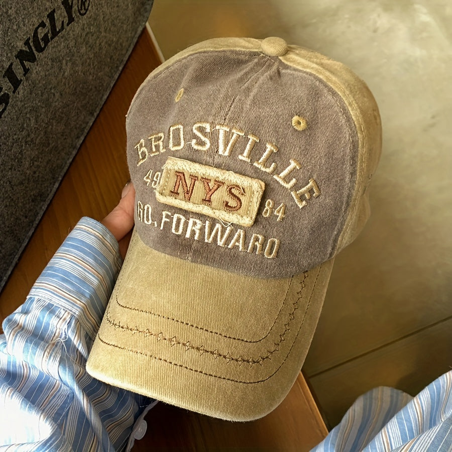 Vintage Washed Distressed Baseball Cap Embroidered Patch Sun Hat