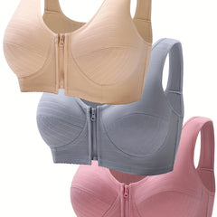 2pcs Wireless Front Buckle Bras Comfy & Breathable Lingerie