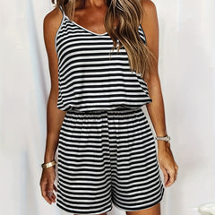 Striped Spaghetti Strap Romper Jumpsuit Women's Clothing