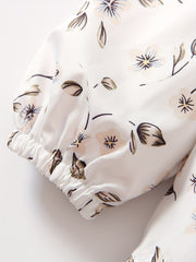 Girls Ruffle Collar Flowers Print Shirt Tops for 1-8 Years
