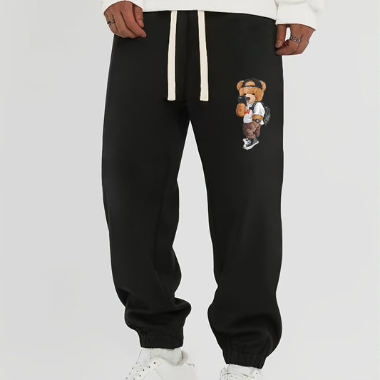 Bear Taking Photos Print Men's Drawstring Pocket Sweatpants