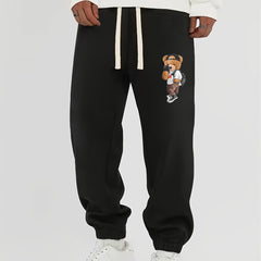 Bear Taking Photos Print Men's Drawstring Pocket Sweatpants