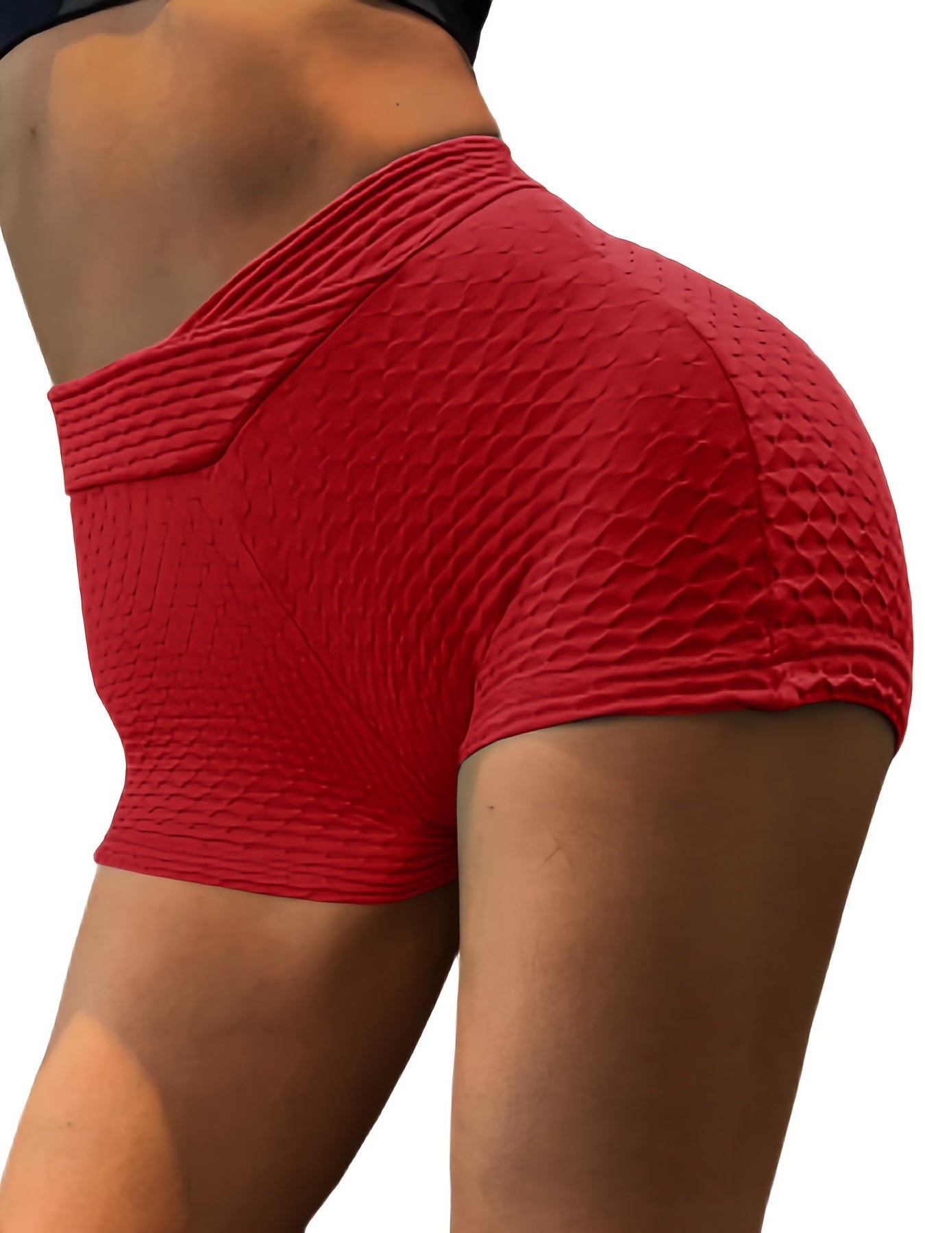 Textured Yoga Shorts High Waist Lifting Shorts Women's Clothing