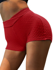 Textured Yoga Shorts High Waist Lifting Shorts Women's Clothing