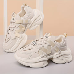 Women's Chunky Heel Sneakers Lace Up Outdoor Shoes Sport Shoes