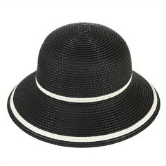 Solid Sun Hat Breathable Bucket Hat Adjustable Straw Beach Hats For Women