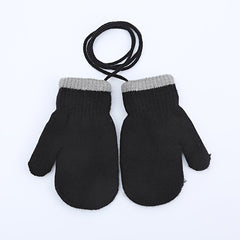 Kids Winter Knitted Gloves With Strings