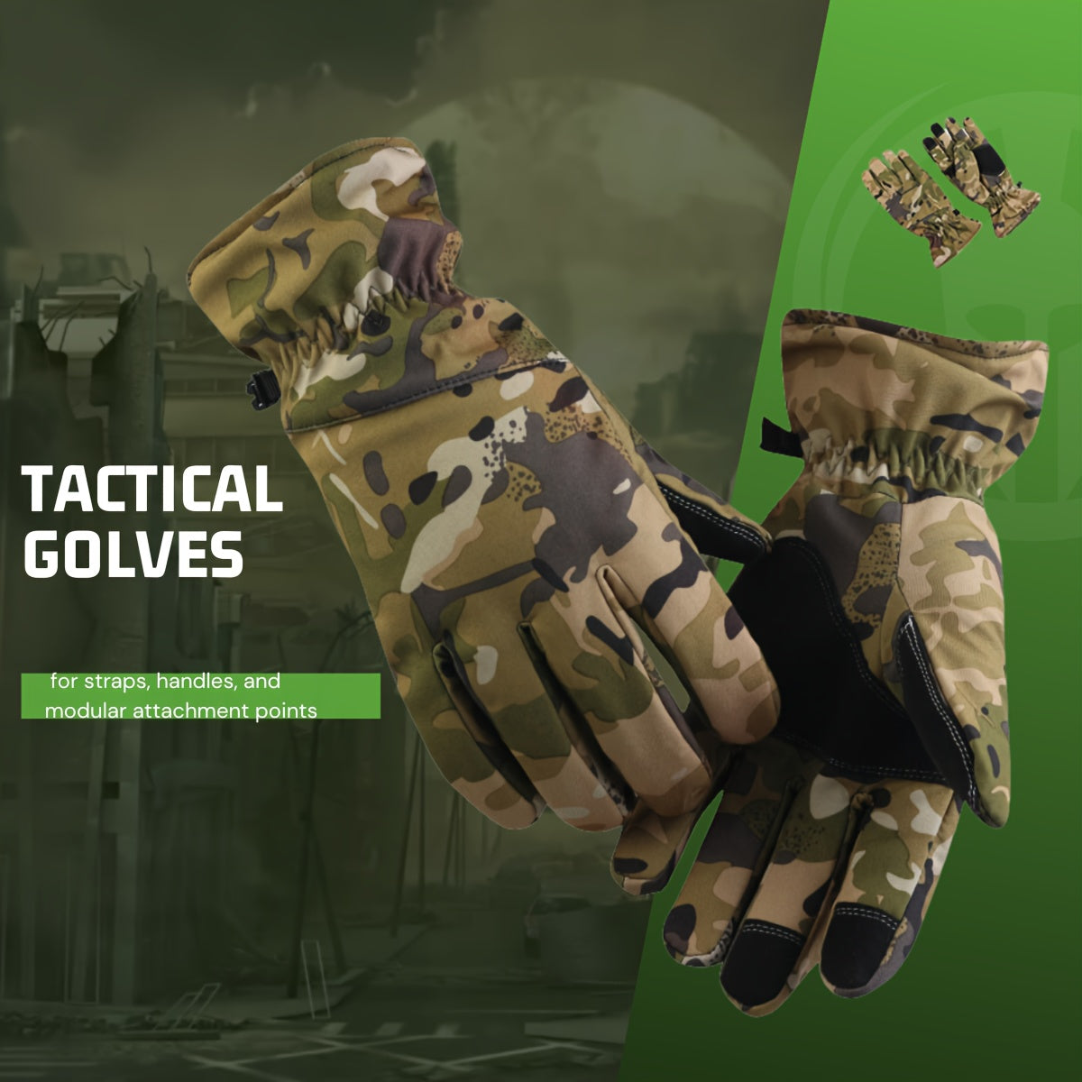 Camouflage Waterproof Touch Screen Gloves for Camping