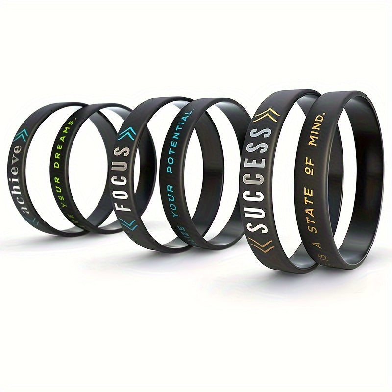 3pcs Rubber Silicone Bracelet Elastic Fitness Basketball