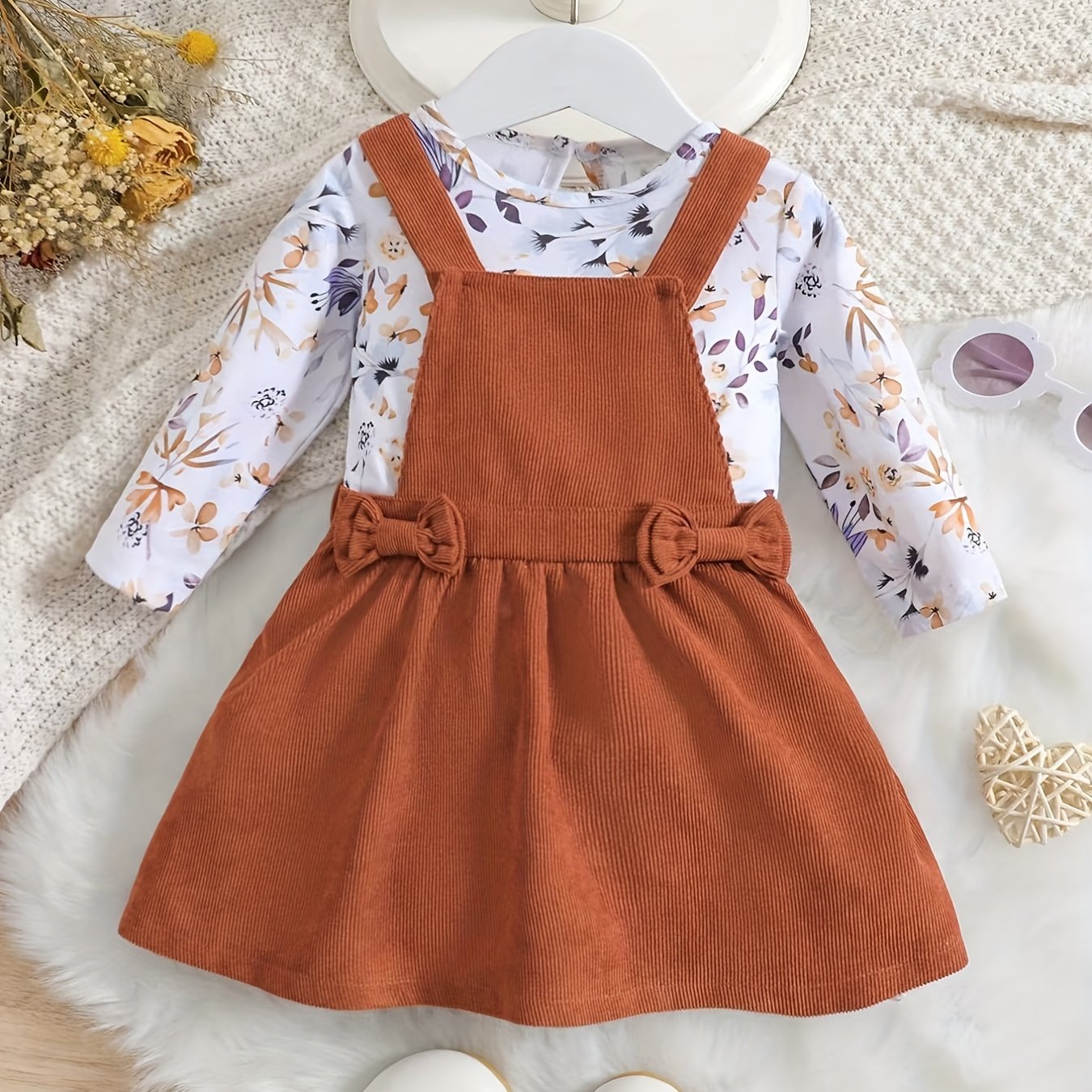 Toddler Baby Girls Long Sleeve T Shirt Top And Overall Dress