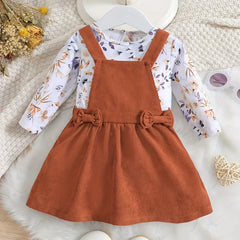 Toddler Baby Girls Long Sleeve T Shirt Top And Overall Dress