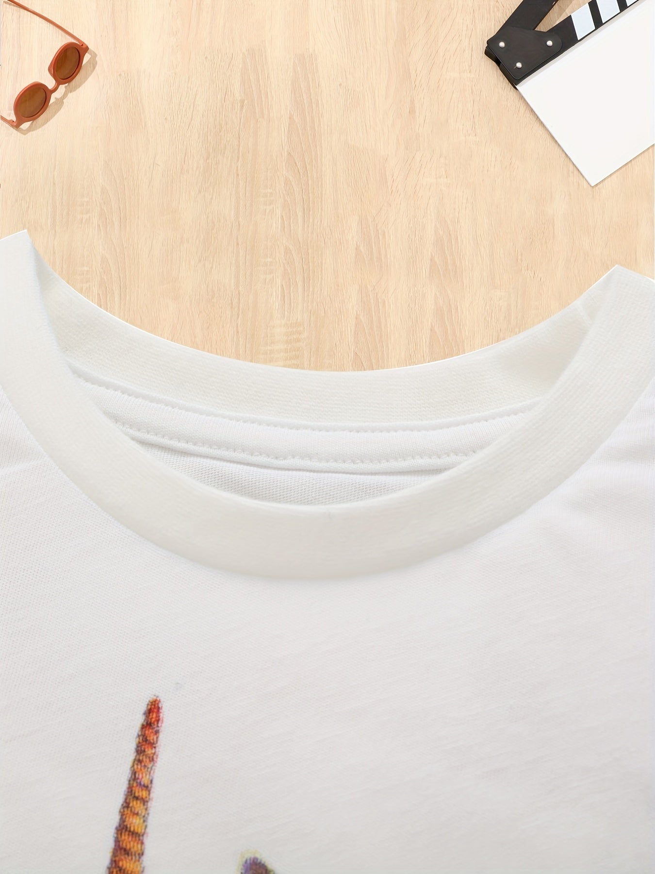 Girls Pony Print Short Sleeve T Shirt Crew Neck Summer Top For Kids
