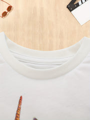 Girls Pony Print Short Sleeve T Shirt Crew Neck Summer Top For Kids