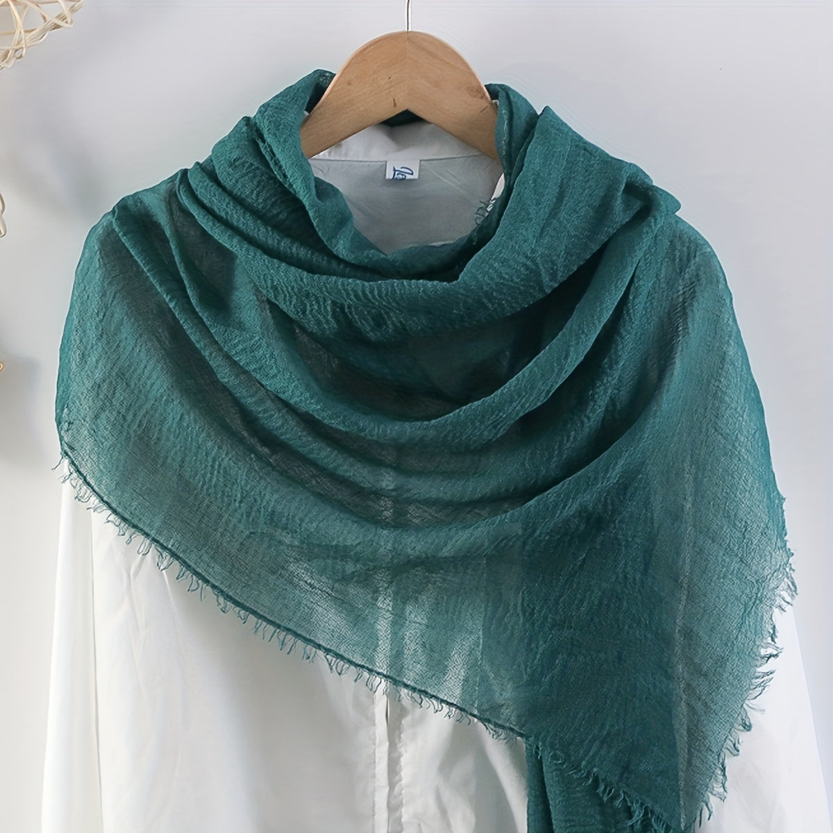 Soft Breathable Raw Edge Wrinkle Shawl Thin Scarf