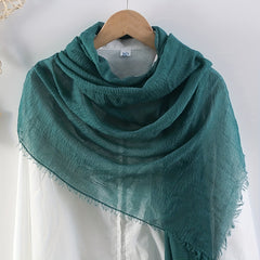 Soft Breathable Raw Edge Wrinkle Shawl Thin Scarf