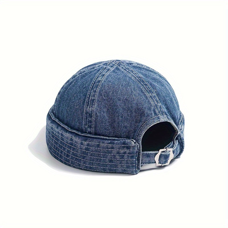 Vintage Denim Sailor Cap Brimless Landlord Hat Spring Autumn