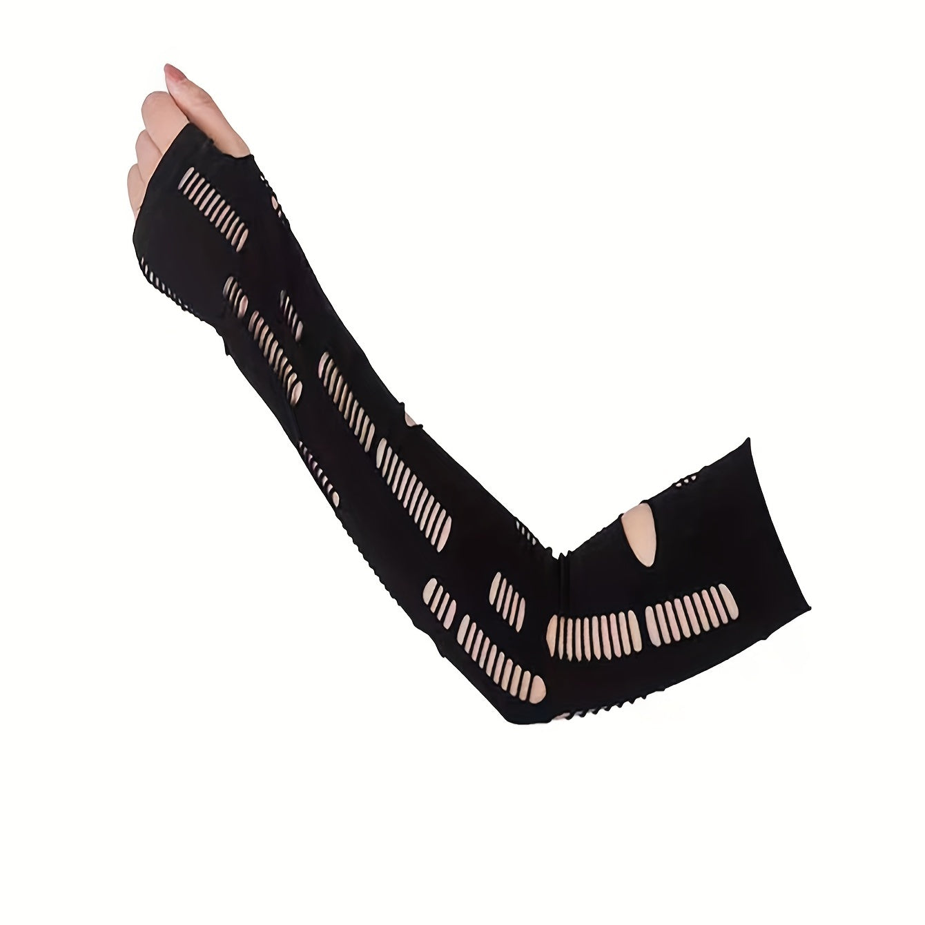 Gothic Fingerless Gloves Ripped Y2K Punk Knit Elastic Gloves