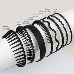8pcs Plastic Headbands with Non Slip Hair Comb Stylish Durable & Versatile
