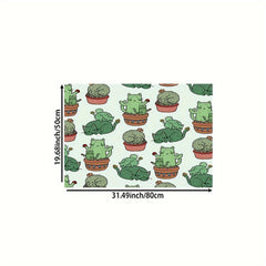 Cactus Pattern Rug Small Potted Plant Print Carpet Machine Washable Mat