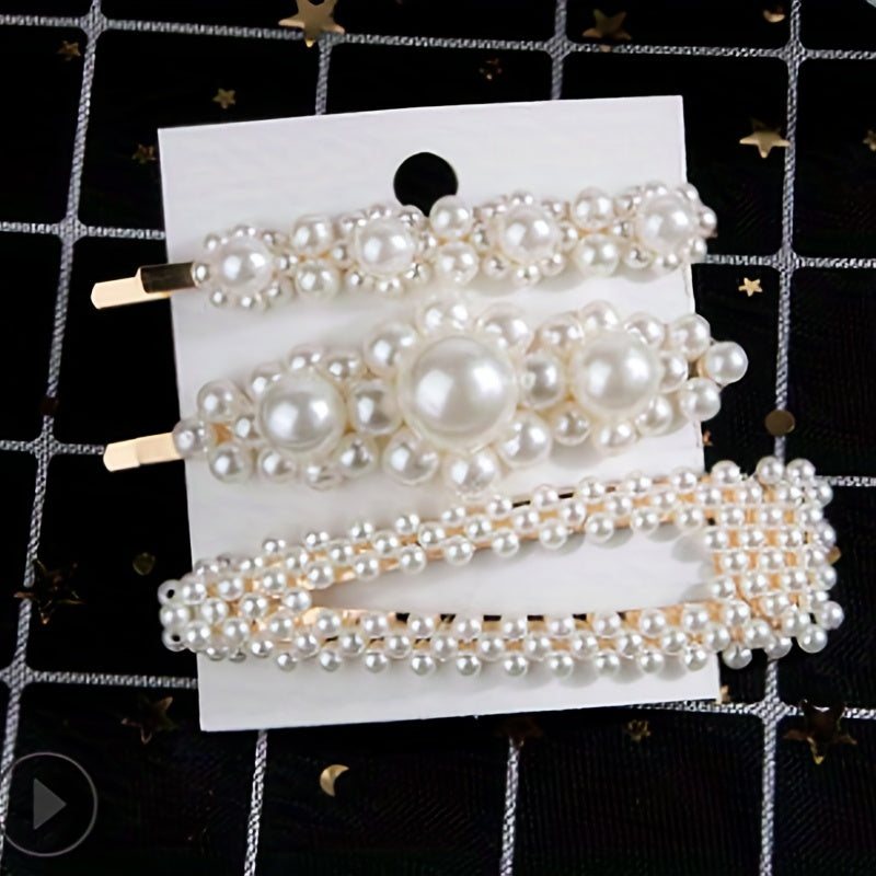 Elegant Pearl Barrette Hair Clip for Women