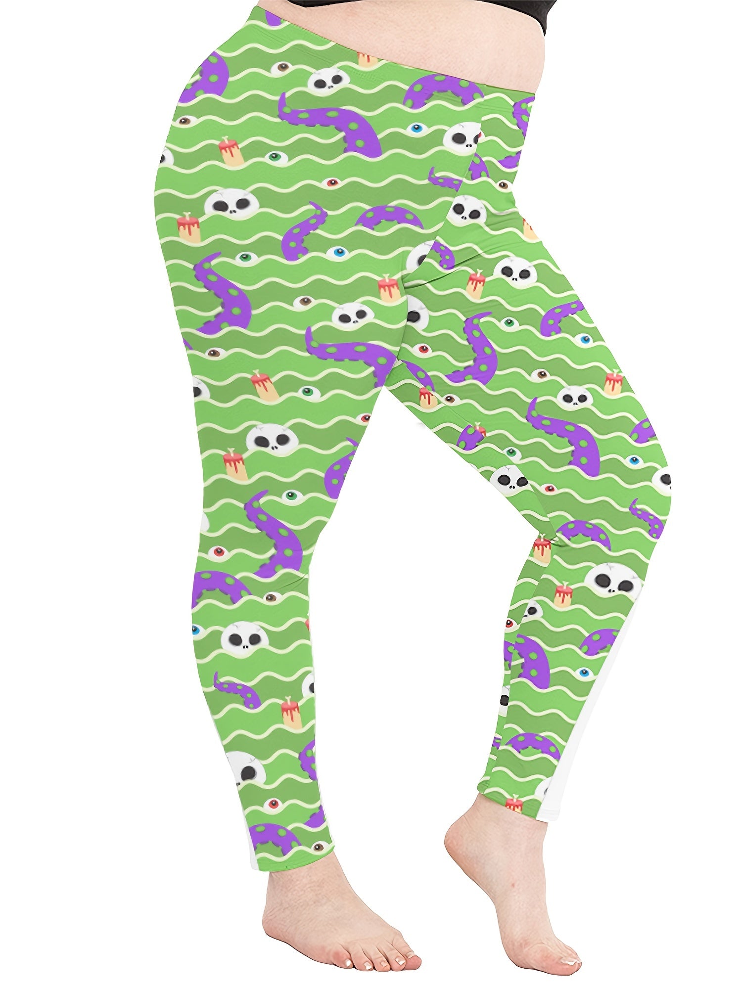 Halloween Skull Leggings High Rise Stretch Yoga Pants