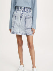 Button Front Denim Skirt with Pockets