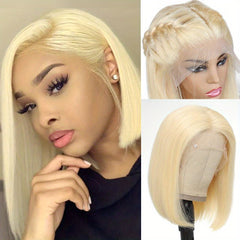 613 Blonde Bob Human Hair Wig 150 Density 13x4 Lace Front Pre Plucked Baby Hair