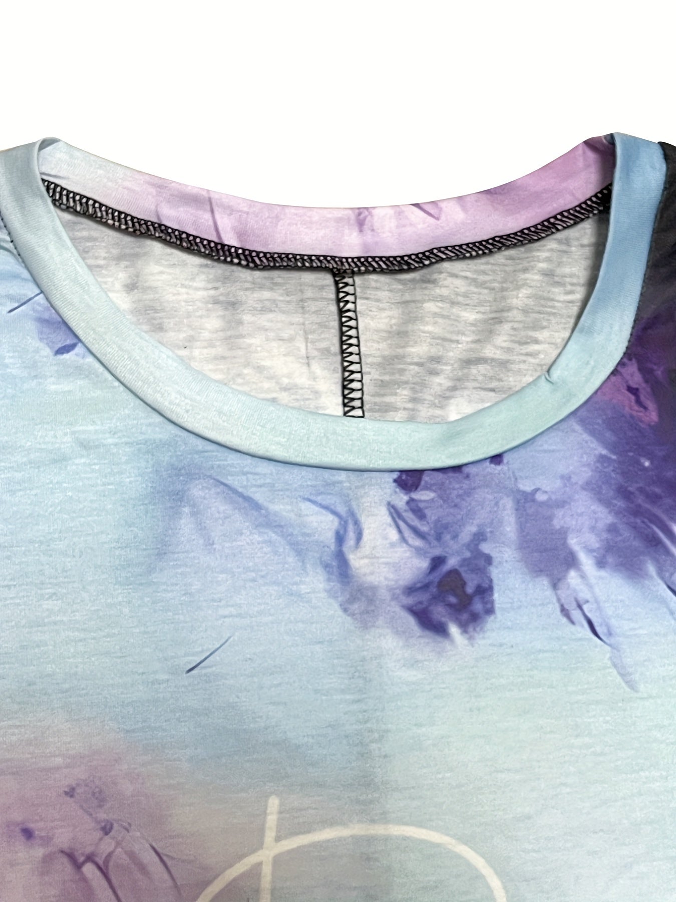 Tie Dye & Slogan Print Long Sleeve Nightdress