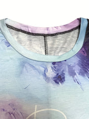 Tie Dye & Slogan Print Long Sleeve Nightdress