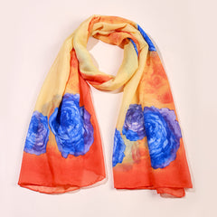Vintage Flower Print Scarf Multi Long Neck Shawl Thin Head Wrap