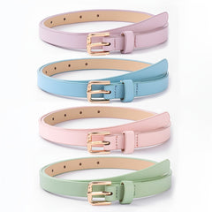 4pcs Square Buckle Belt PU Leather Plain Retro Pants Decoration Casual Jeans Bel