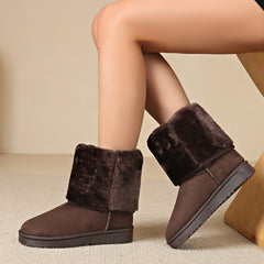 Women's Fleece Lined Snow Boots Anti slip Lightweight Flat Outdoor Mid Calf Boot