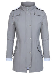 Striped Hooded Trenchcoat for Hiking