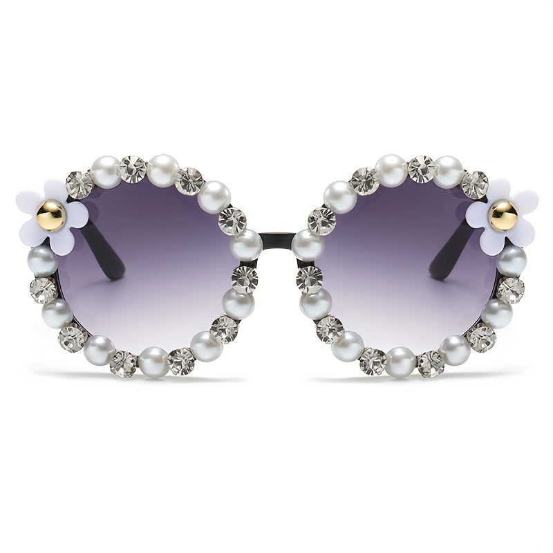 Flower Sunglasses Rhinestone Gradient Glasses UV400