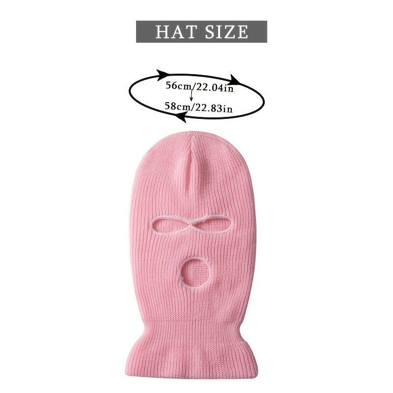 Funny 3-Hole Ski Mask Woolen Knitted Winter Hat