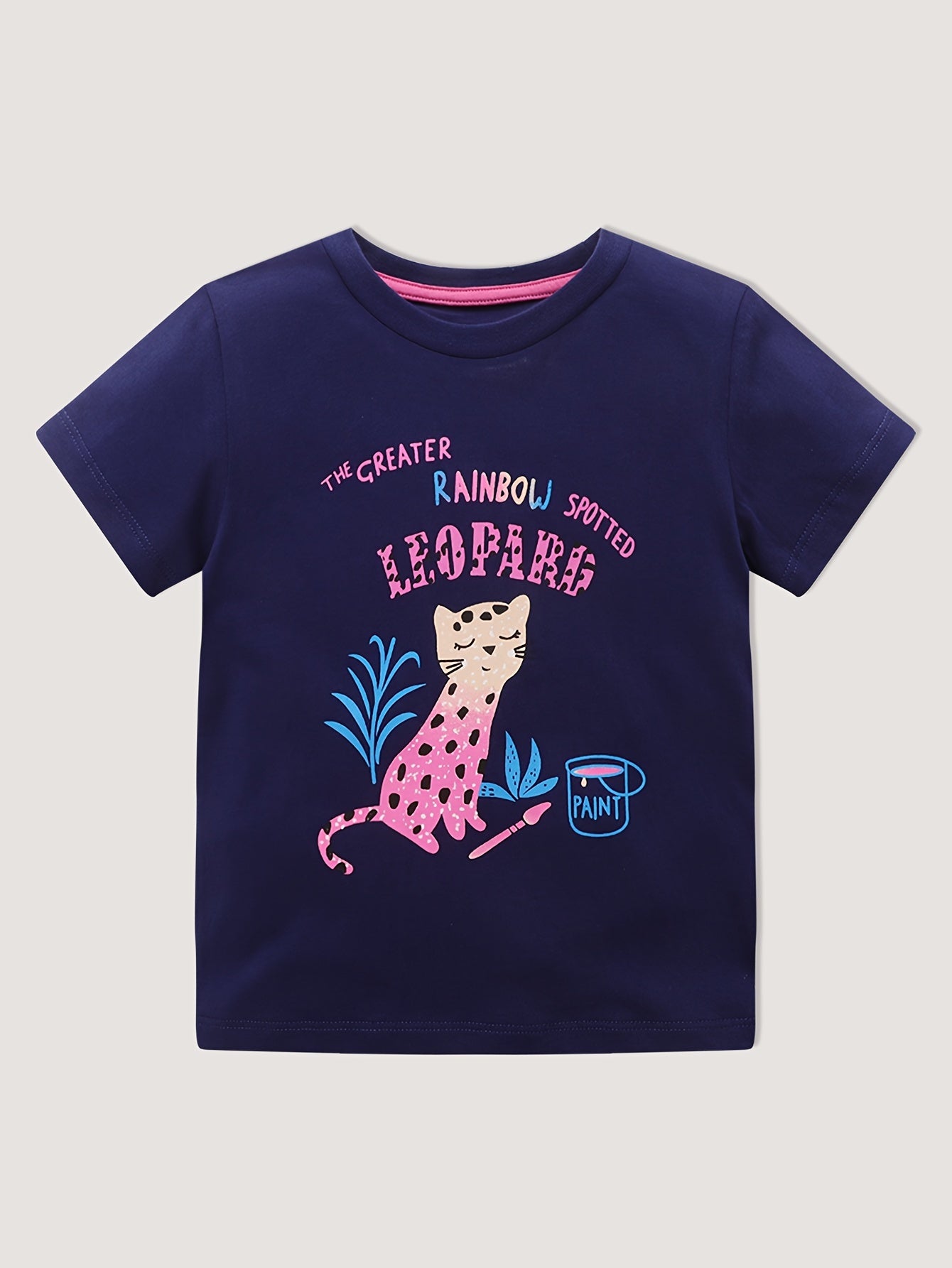 3pcs Girls Cotton Animal Print T-shirt Set, Comfy Tees for Summer