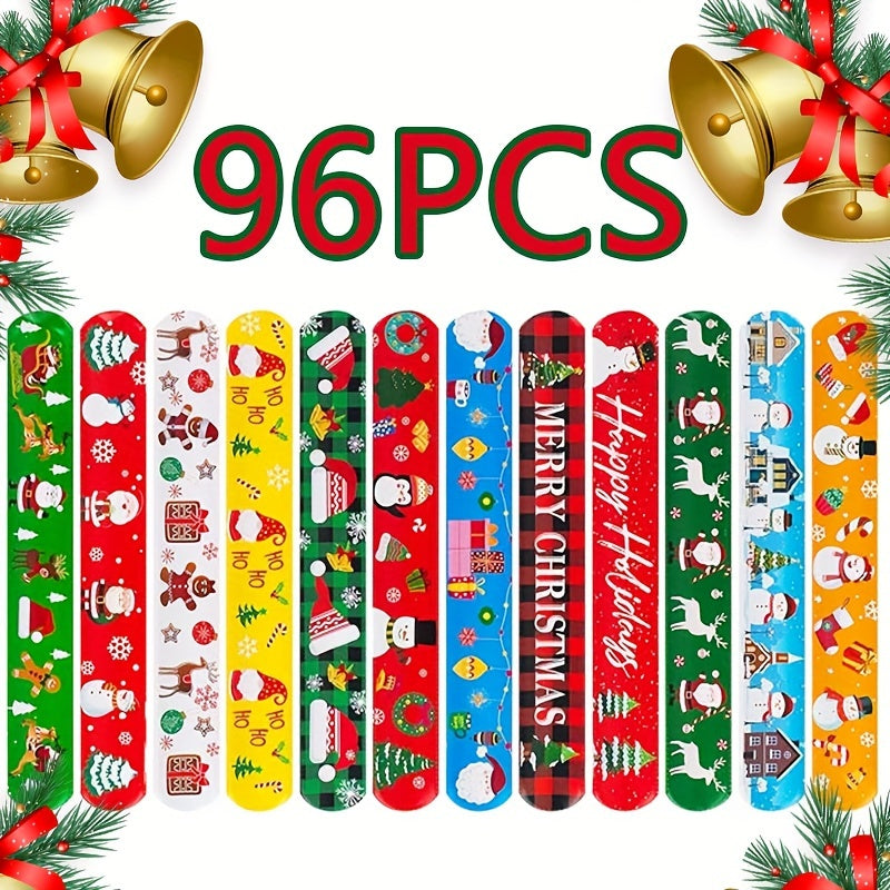 96pcs Christmas Snap Bracelets Party Favors Friendship Bracelets Supplies