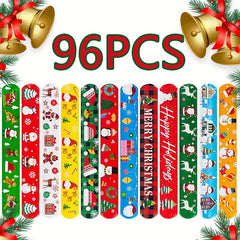96pcs Christmas Snap Bracelets Party Favors Friendship Bracelets Supplies