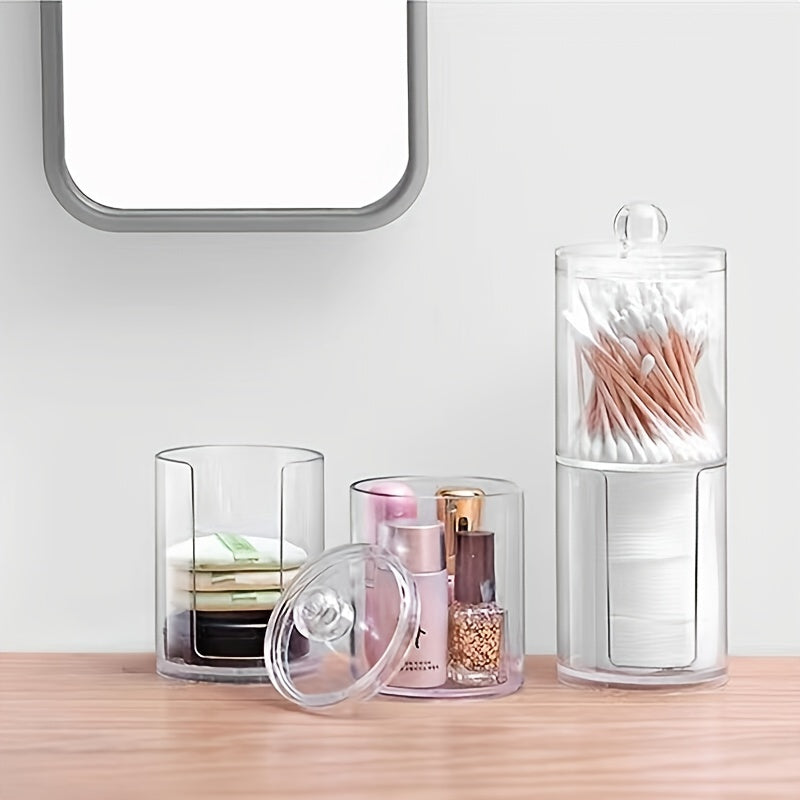 Clear Makeup Organizer with Swab Pad and Brush Holder