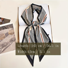 Vintage Flower Print Long Skinny Scarf Neck Ribbon Hairband Women Twilly Scarf