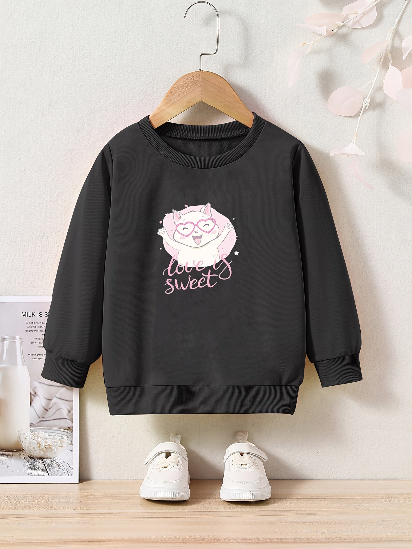 OERYUI Girls boys Sweet Kitty Graphic Sweatshirt Comfy Pullover Kids Clothes