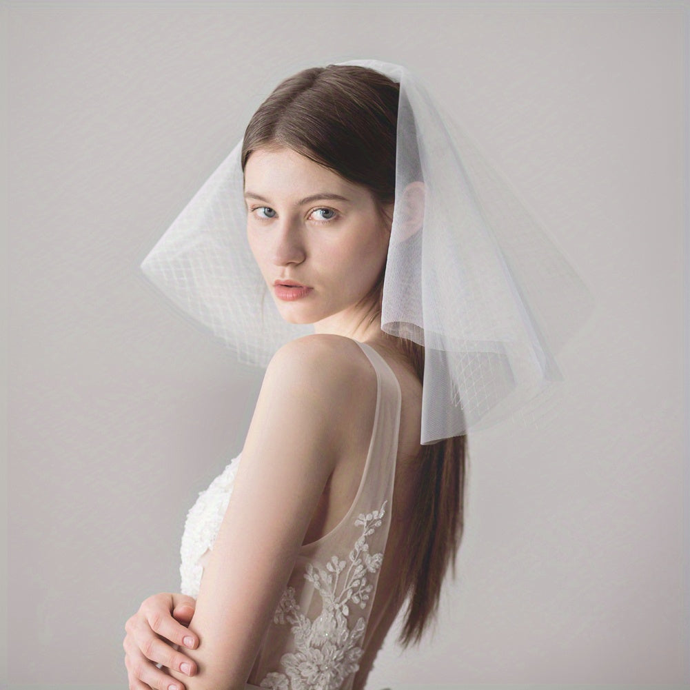 Layer Mesh Head Veil With Comb Back Veil Bridal Wedding Hair Accessories