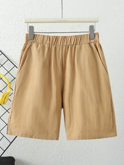 Elastic Waist Casual Cotton Shorts for Women