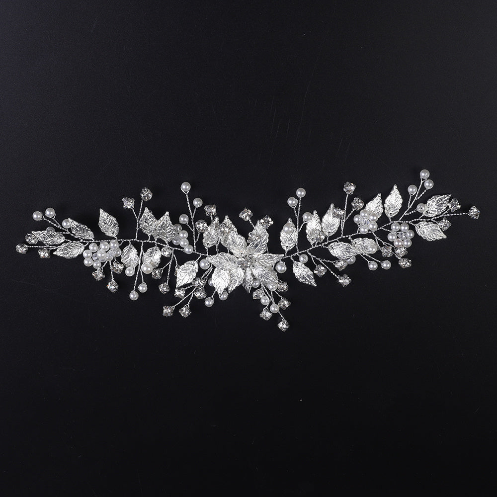 Faux Pearl Leaf Hairband Headband Rhinestone Wedding Hair Accessory