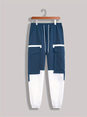 Block Cargo Pants Men's Casual Street Style Pocket Pants