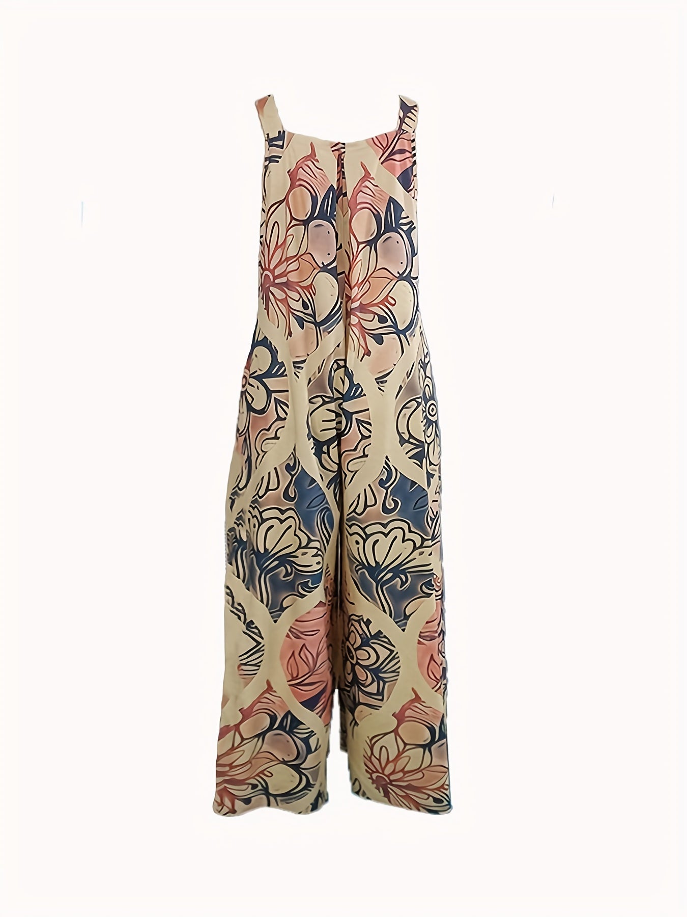 Graphic Print Wide Leg Jumpsuit Summer Sleeveless Casual Jumpsuit