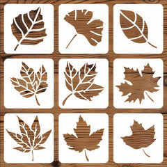 9pcs Leaf Paintings Wooden Templates